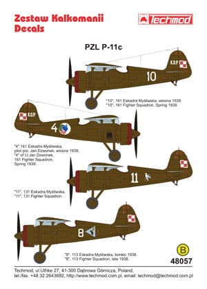 Kalkomania PZL P.11c 48057 Techmod