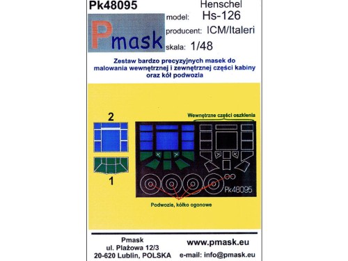 Maski do samolotu Henschel Hs-126 Pk48095 Pmask