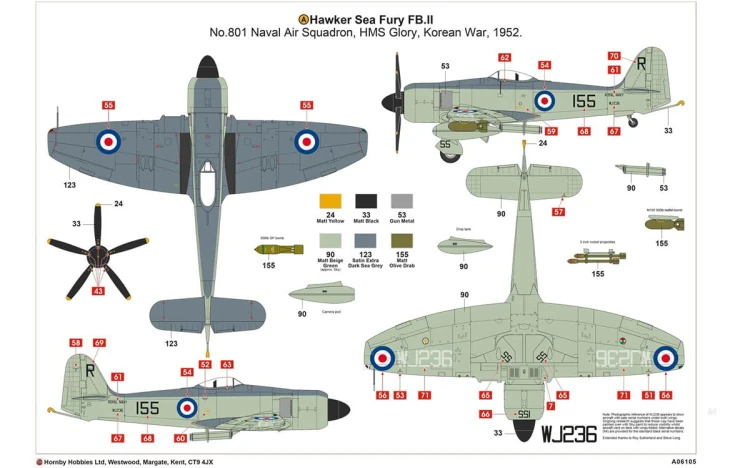 Samolot Hawker Sea Fury FB.11 A06105 Airfix