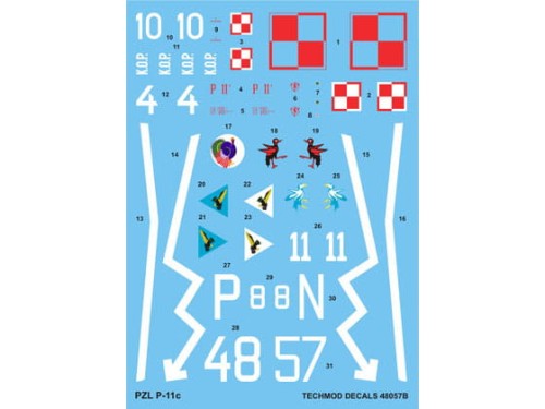 Kalkomania PZL P.11c 48057 Techmod