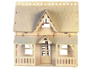 Domek z werandą dla lalek składanka drewniana