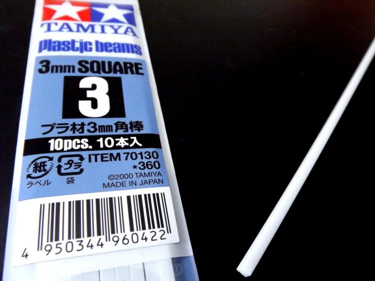 Plastikowy styrenowy kwadratowy pręt 3mm 70130 Tamiya