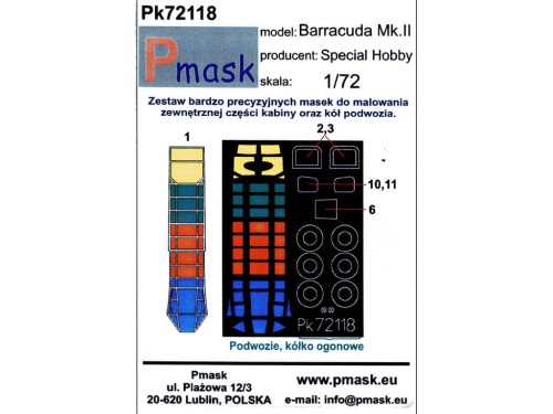 Maski do Fairey Barracuda Mk.II Pk72118 Pmask