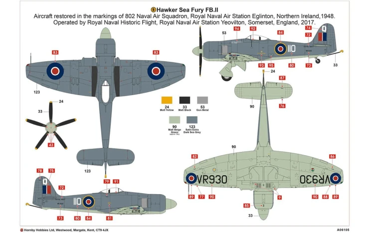 Samolot Hawker Sea Fury FB.11 A06105 Airfix