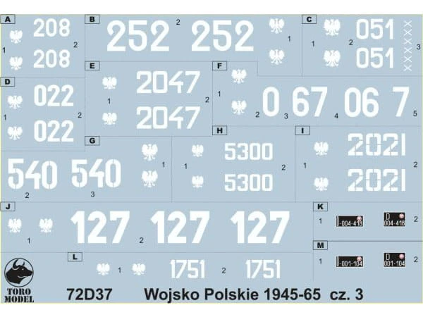 Kalkomania Wojsko Polskie 1945-65 72D37 Toro