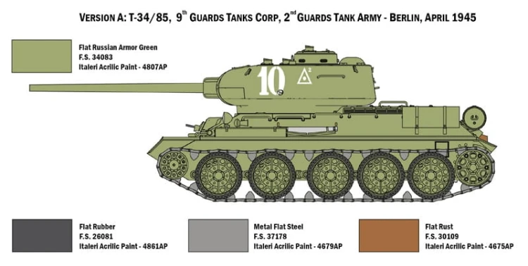 Czołg T-34/85 model 1944 6545 Italeri