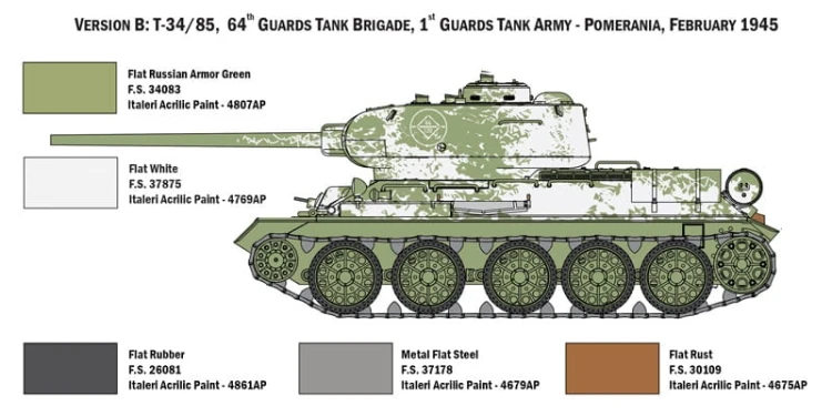 Czołg T-34/85 model 1944 6545 Italeri