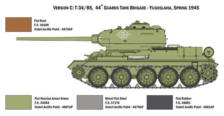Czołg T-34/85 model 1944 6545 Italeri
