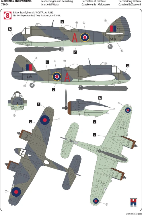 Samolot Bristol Beaufighter Mk.VIC 72004 Hobby 2000