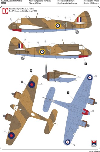 Samolot Bristol Beaufighter Mk.IF 72002 Hobby 2000