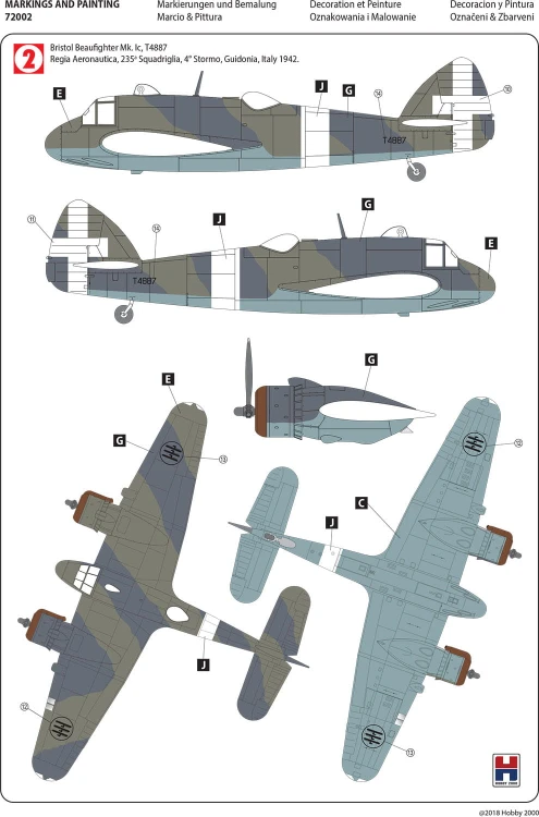 Samolot Bristol Beaufighter Mk.IF 72002 Hobby 2000