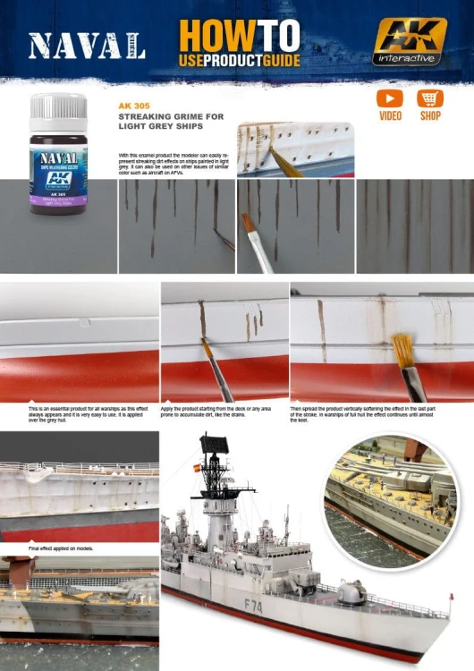 Wash Streaking grime for grey ships AK305 AK Interactive