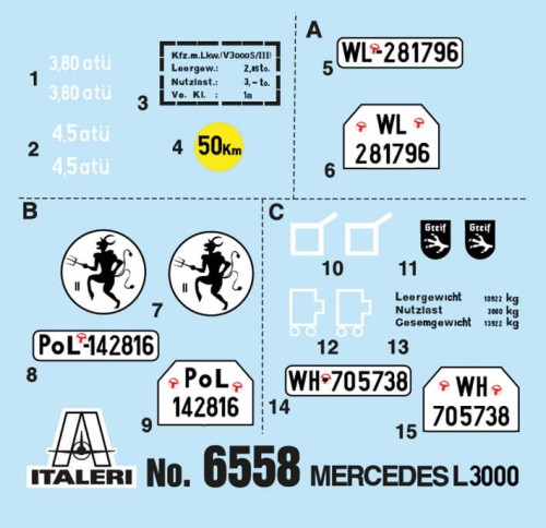 Ciężarówka Mercedes-Benz L3000 S 6558 Italeri