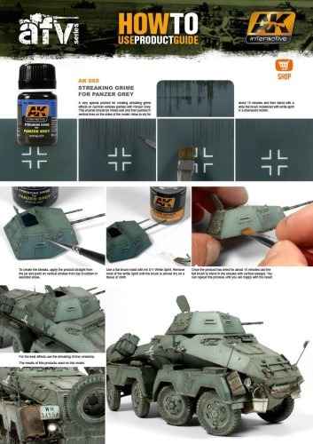 Wash Streaking grime for panzer grey AK069 AK Interactive