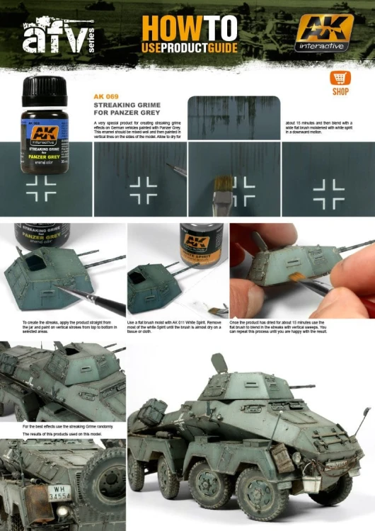 Wash Streaking grime for panzer grey AK069 AK Interactive