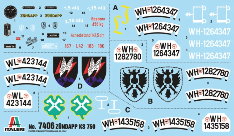 Motocykl Zundapp KS 750 z wózkiem 7406 Italeri
