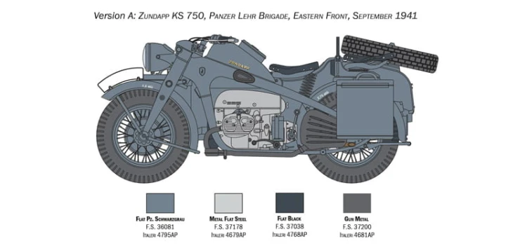 Motocykl Zundapp KS 750 z wózkiem 7406 Italeri