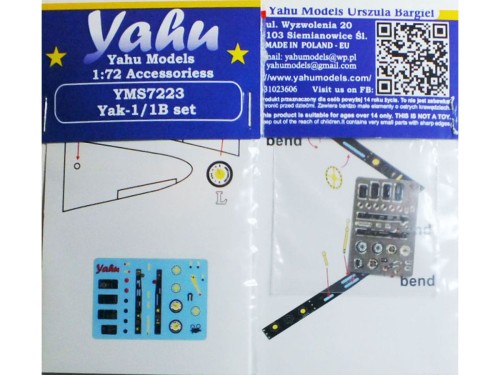 Fototrawione dodatki do Yak-1/1B YMS7223 Yahu