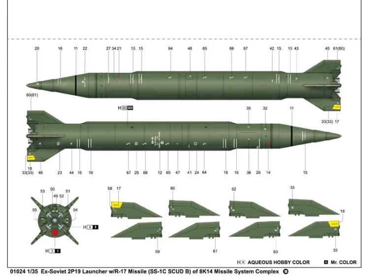 Wyrzutnia rakiet 2P19 SS-1C SCUD B 01024 Trumpeter