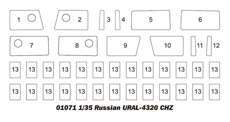 Ciężarówka wojskowa URAL-4320 CHZ 01071 Trumpeter