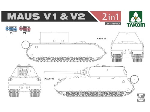 Czołg Maus V1 & V2 2050X Takom
