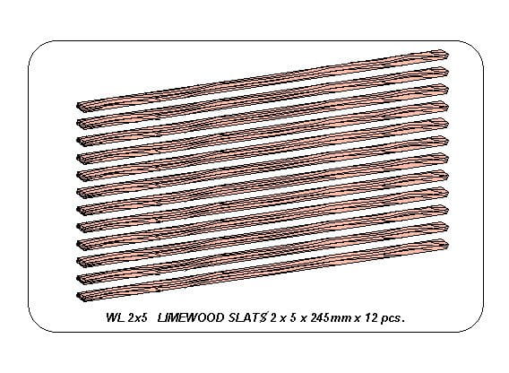 Listwy drewniane z lipy 2 x 5 x 245mm WL2X5 Aber