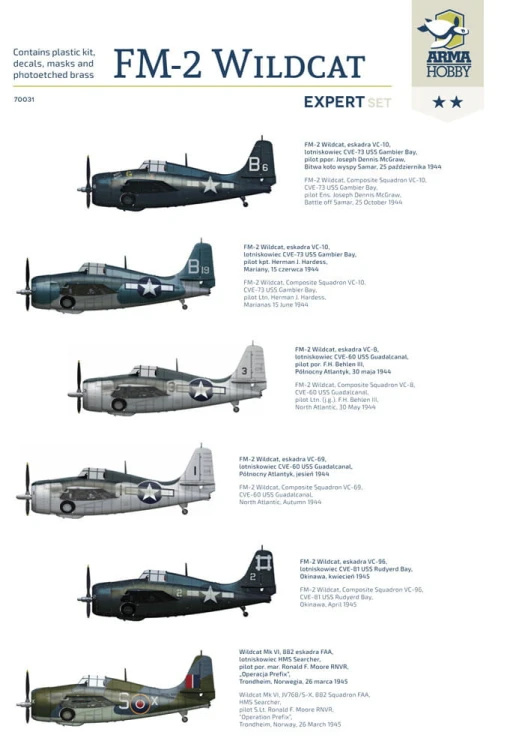 Samolot Grumman FM-2 Wildcat 70031 Arma Hobby