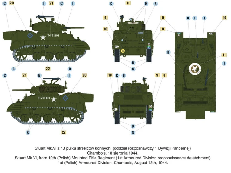 Czołg Stuart Mk.VI M5A1 late 726089 Mirage