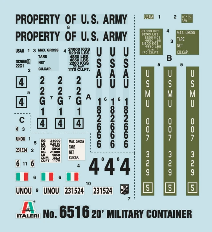 Kontener wojskowy 20 stopowy 6516 Italeri