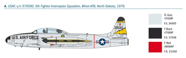 Samolot Lockheed T-33A Shooting Star 1444 Italeri