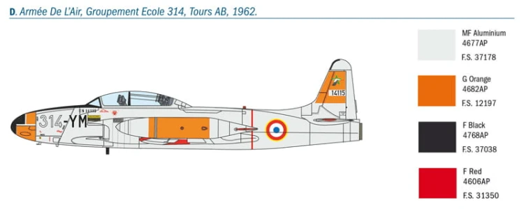Samolot Lockheed T-33A Shooting Star 1444 Italeri
