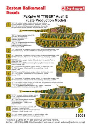 Kalkomania PzKpfw VI Tiger Ausf.E Late 35001 Techmod