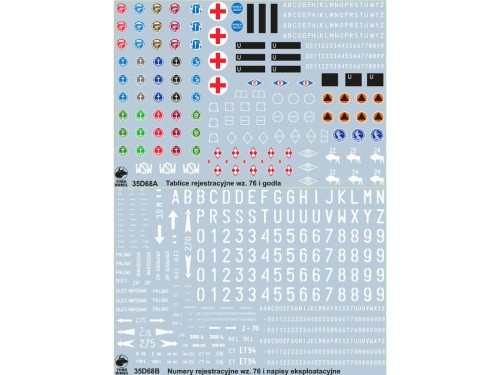 Kalkomania Godła tablice rejestracyjne i napisy 35D68 Toro
