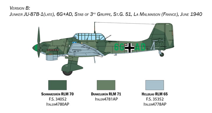 Samolot Junkers Ju-87 B Stuka 2807 Italeri