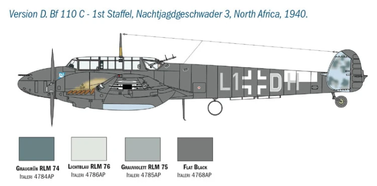 Samolot Messerschmitt Bf110 C/D 2794 Italeri