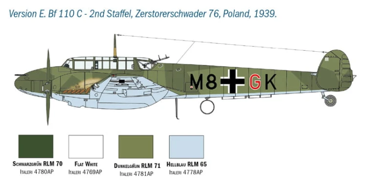 Samolot Messerschmitt Bf110 C/D 2794 Italeri