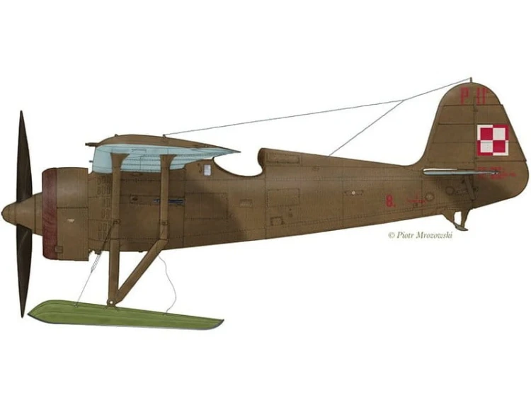Samolot PZL P.11c z nartami Szomańskiego 481101 Mirage