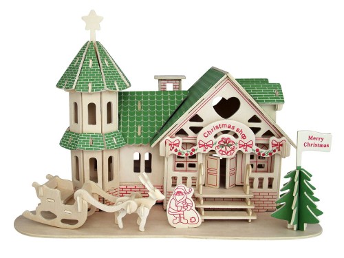 Domek sklep świąteczny składanka drewniana puzzle 3D P277 Sea-Land