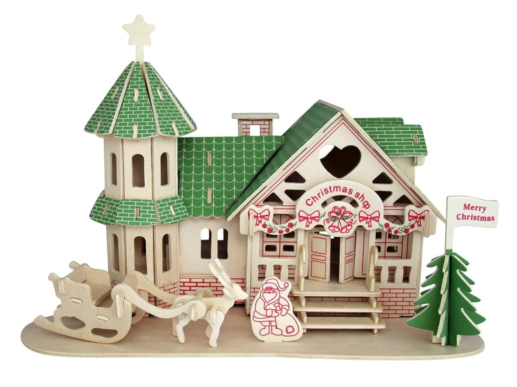 Domek sklep świąteczny składanka drewniana puzzle 3D P277 Sea-Land