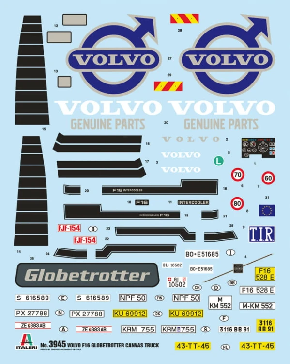 Volvo F16 Globetrotter Canvas 3945 Italeri
