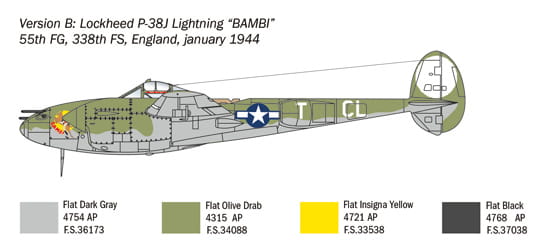 Samolot Lockheed P-38 J Lightning 1446 Italeri