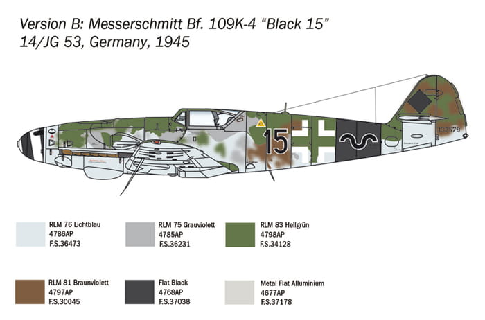 Samolot Messerschmitt Bf109 K-4 2805 Italeri