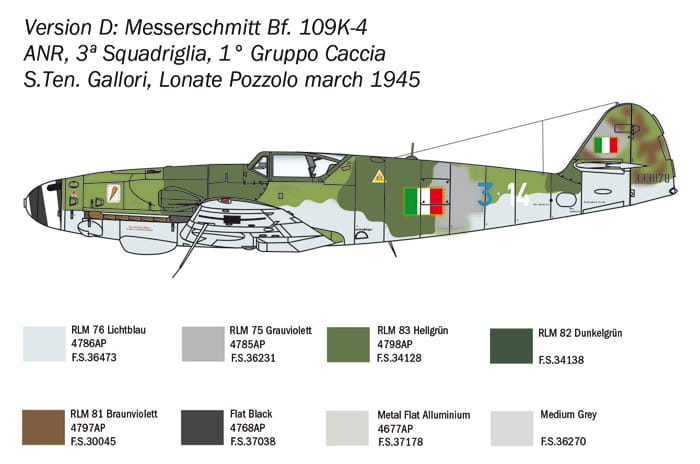 Samolot Messerschmitt Bf109 K-4 2805 Italeri