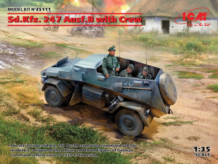 Wóz dowodzenia Sd.Kfz.247 Ausf.B z załogą 35111 ICM
