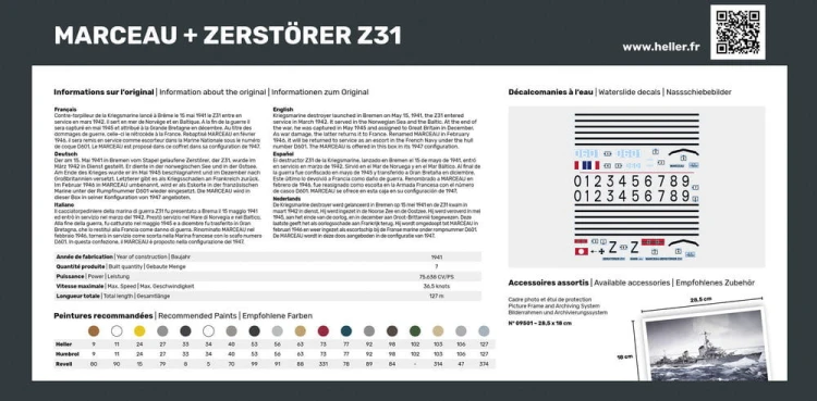 Okręt niszczyciel Zerstorer Z31 Marceau 85009 Heller