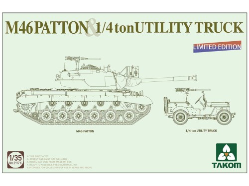 Czołg M46 Patton i Jeep Willys 1/4 Ton 2117X Takom