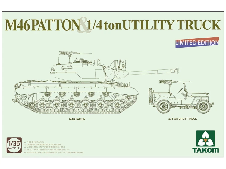 Czołg M46 Patton i Jeep Willys 1/4 Ton 2117X Takom