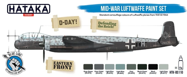 Zestaw farb akrylowych Mid-War Luftwaffe HTK-BS110 Hataka