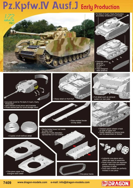 Czołg PzKpfw IV Ausf.J early 7409 Dragon