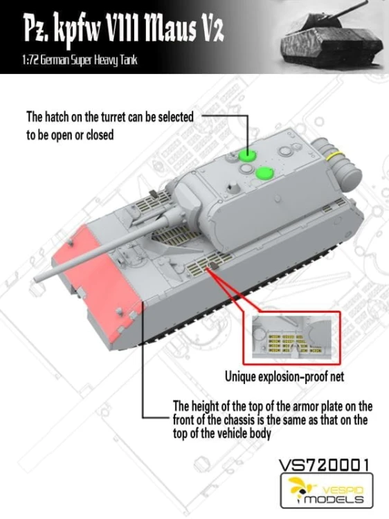 Czołg PzKpfw VIII Maus V2 VS720001 Vespid